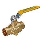 Everflow 405C034-NL Full Port Ball Valve with Drain, Forged Brass Construction w/ Chrome Plated Brass Body with 3/4 Inch SWT, Blow Out Proof Stem Design, Stainless Steel Ball Handle with Vinyl Grip