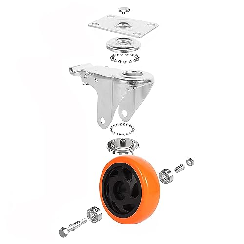 RONLADO Ruedas para Muebles Pesados,Ruedas Giratorias de Alta Resistencia con Frenos y 16 Tornillos,Juego de 4 Ruedas Giratorias de 4" (100mm) y 360°para Muebles Con Freno,Carga Máx 400kg
