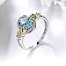 LuckyWeng Women's Jewelry Platinum Circular Bead Cross Heart Blue Gemstone Wedding Ring