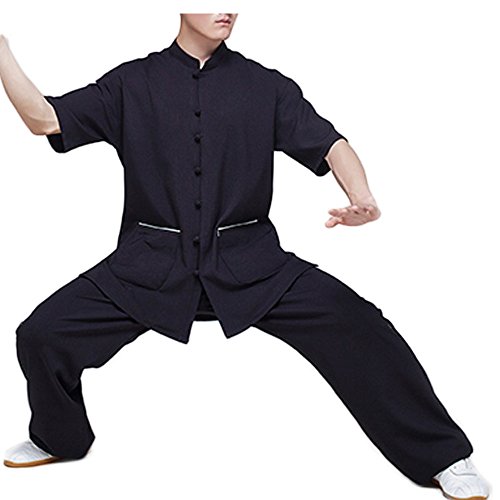 KIKIGOAL Unisex Short Sleeve Chinese Traditional Tai Chi Uniforms Kung Fu Clothing With Pockets