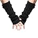 Allegra K Women's Fingerless Glove Winter Knit Thumb Elbow Length Arm Warmers 30x8cm/11.8x3.14(L*W) Black-Twist Pattern