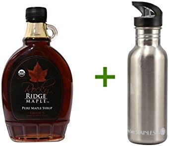 Rocky Ridge Maple Pure Maple Syrup Grade A Dark Robust -- 12 fl oz' (3 PACK), New Wave Enviro Stainless Steel 20 oz Water Bottle -- 1 Bottle