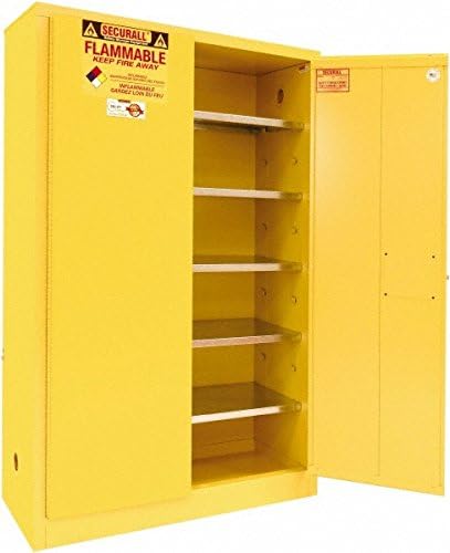 2 Door, 5 Shelf, Yellow Steel Standard Safety Cabinet for Flammable and Combustible Liquids