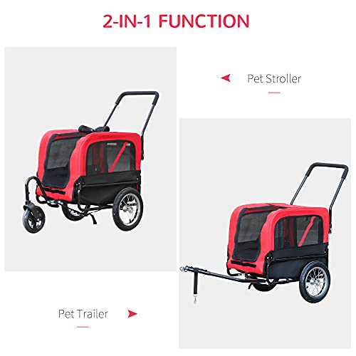 Aosom 2in1 Small Dog Bike Trailer and Bike Stroller with Hitch