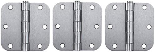 Global Door Controls 3.5 in. x 3.5 in. Brushed Chrome Plain Bearing Steel Hinge with 5/8 in. Radius - Set of 2 (Thrее Рack)