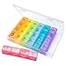 Pill Organizer 4 Times A Day, BUG HULL Extra Large Weekly Pill Box Case, 7 Day Vitamin Container Daily Pill Holder for Fish Oils, Vitamins, Supplements