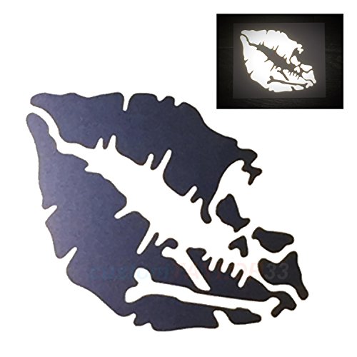 customTAYLOR33 High Intensity Reflective Vinyl Death Kiss Skull Crossbones Lips Decal Bumper Sticker - Cars, Motorcycles, Helmets, Wind Screens, laptops, cellphones, (Black, 8 inch Wide)