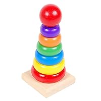 BJLWTQ Toddlers Kids Rainbow Stacker Wooden Ring Educational Toy