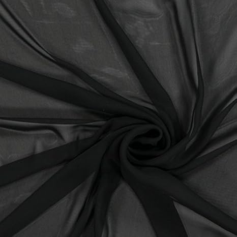 Fabulous Fabrics Chiffon Stoff Schwarz – Weicher Chiffon zum Nähen von Kleider, Blusen, Tücher, Rocke und zur Dekoration - Ch