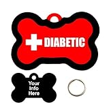 Customized Medical Alert DIABETIC Pet Tag - Bone Shape Dog Tag