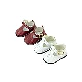 #17 2 Pack of Mary Janes with Buckle: Burgundy and White-Fits 18