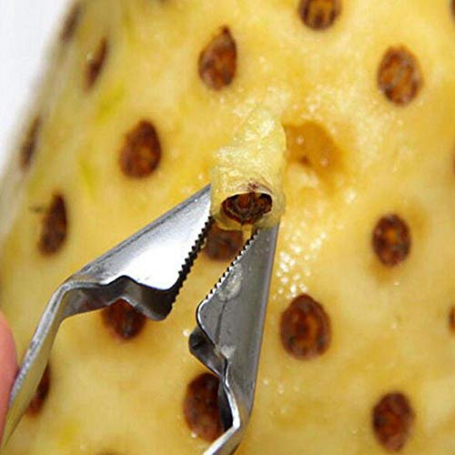 Unmengii Useful Salad Tool Fruit Clip Cutter Corer Slicer Pineapple Peeler Stainless Steel