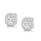 Sterling Silver White Gold Plated Cubic Zirconia Simple Small Halo Square Stud Earring For Women&Men,10mm