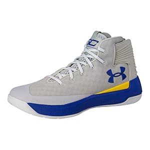 Under Armour Men’s Curry 3 Basketball Shoe (13, Grey/Taxi/Royal Blue)