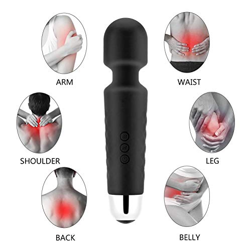 Upgraded Personal Mini Wand Massager 20 Vibration Patterns 8 Speed -Cordless Magic Handheld Quiet for Neck Shoulder Back Leg Body Foot Sports Massage