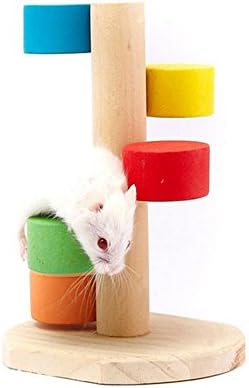Hamster Toys Natural Wooden Colorful Scaling Ladder Fun Play Toy for Pet Rat Hamsters By PetsMostHome