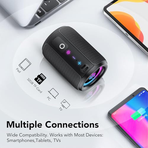 Tiksounds Bluetooth Speaker, Small Music Box, Bluetooth 5.4, 15 W Powerful Bass, with 12 Hours Battery Life, TWS Stereo Surround, IPX7 Waterproof, Outdoor Speaker for Sports/Party/Travel