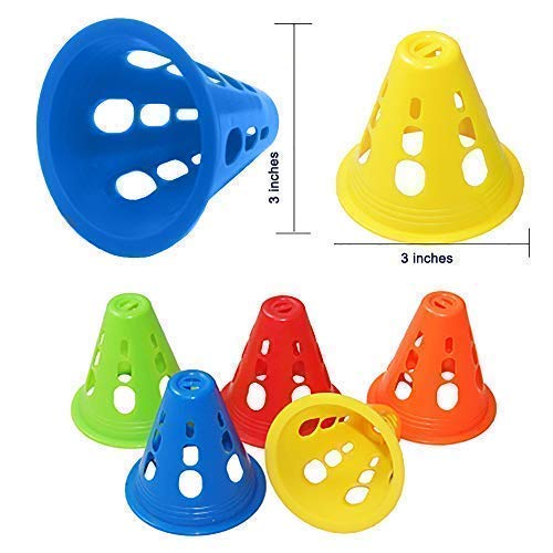 TOCO FREIDO Windproof Training Cones for Ultimate Soccer Football Training and Drills. Football Pylons, End Zone Markers, Soccer Goals and Skating Practice. Collapsible Traffic Safety (30 Pack)