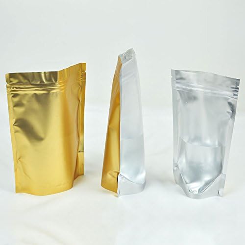Clear/Silver/Gold Metallic Mylar Zip Lock Stand Up Bag 15x23cm (5.9x9") (100 PCS/Pack)