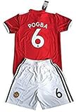Paul Pogba #6 Manchester United 2016/2017 Home Jersey & Shorts for Kids (9-10 Years Old)