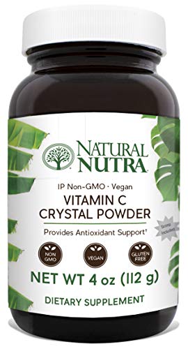 Natural Nutra Pure Vitamin C Crystal Powder from Ascorbic Acid, Non GMO, Potent and Premium Grade, Vegan and Vegetarian, Herbicide, Pesticide and Soy Free, Scoop Included, 4 Oz