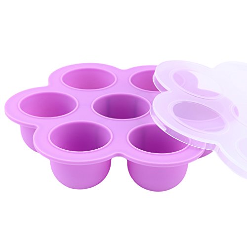 EH-LIFE Silicone Baby Food Freezer Tray with Clip-on Lid - Perfect Storage Container for Homemade Baby Food, Vegetable & Fruit Purees and Breast Milk - BPA Free & FDA Approved (Purple)