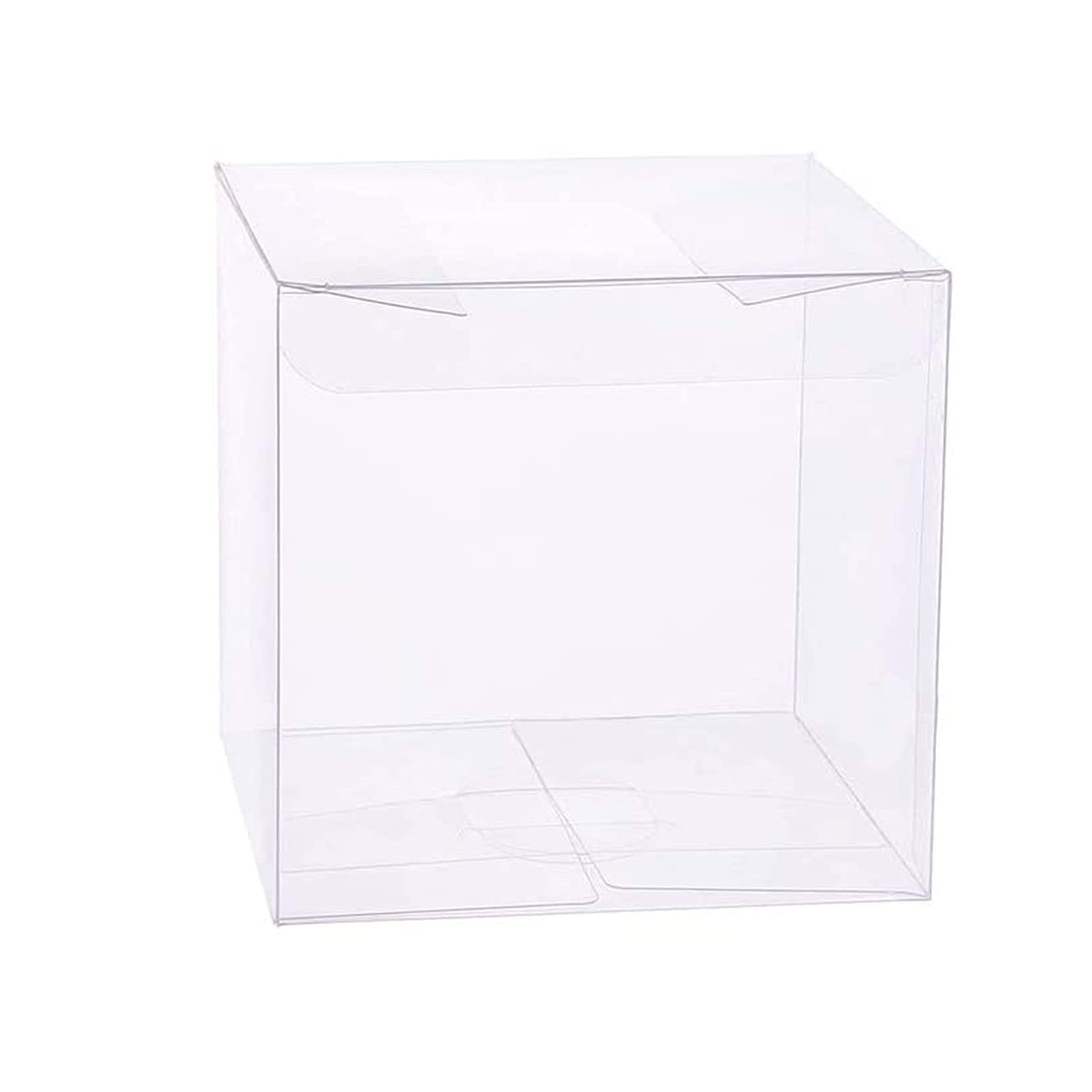 tooloflife 10Pcs Clear Candy Boxes PVC Plastic Gift Packaging Boxes with Protective Film Covered Transarent Square Wedding Favour Case for Sweets Chocolate Ornaments Party Baby Shower(10cm*10cm*10cm)
