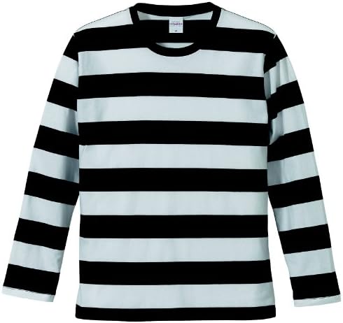 United Athle Men's 5.0 oz. Bold Stripe Long Sleeve Tee M Black/White