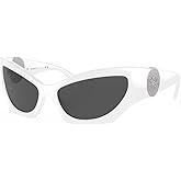 Versace VE 4450 314/87 White Plastic Cat-Eye Sunglasses Grey Lens