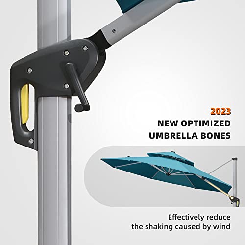 PURPLE LEAF 12 Feet Double Top Round Deluxe Patio Umbrella Offset