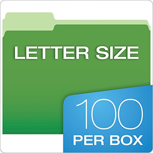 Pendaflex CutLess File Folders, Letter Size, 1/3 Cut, Assorted Colors, 100 per Box (48440)