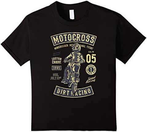 Kids Motocross Dirt Bike Racer T Shirt 8 Black