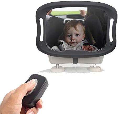 Raksonic 最新版 車用ベビーミラー チャイルドシートミラー 車用ルームミラー インサイトミラー アクリル材質の鏡面 ガラス飛散防止 大視野ミラー リバースインストール使用 子供の様子を確認する補助ミラー Ledライトリモコン付き カー用品