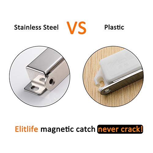 Magnetic Door Catch Elitlife 10 Packs Cabinet Door Magnets 20 lbs Strong Cabinet Magnet Latch Hardware Stainless Steel for Home Kitchen Cupboard Wardrobe Closet Door Closer-Screws Include