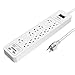 Huntkey 12 Outlets Surge Protector Power Strip with 2 USB Ports (5V 2.4A with Smart IC Technology), 6-Foot Heavy Duty Extension Cord, SMC127