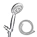 CLOFY Handheld Shower Head 4'' Chrome Face 5-Setting Shower Head with Hose and Bracket High Pressure Shower Body Spray for Unique Bath Experience