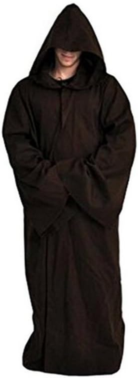Delic Star Wars Kenobi Jedi Cosplay Tunic Hooded Robe Cloak Costume (Male)