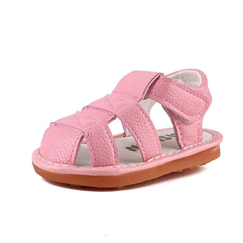 Toddler Baby Boys Girls Suqeaky Shoes Soft Sole Non Skid First Walker Infant Crib Summer Sandals for Baby Boys Girls, 3 Toddler, 01 Pink Baby Squeaky Sandals