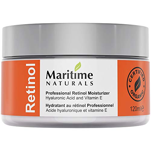 Canada's Premium Retinol Moisturizer for Face -HUGE 120ml - Hyaluronic acid and vitamin A - super anti aging skin cream - Professional Grade-Cruelty Free - Organic-Face Lift in a Jar By Maritime Naturals