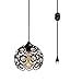 Surpars House Plug-in Crystal Pendant Light with 15' Cord, Dimmer Switch in Cord, 1-Light, Black