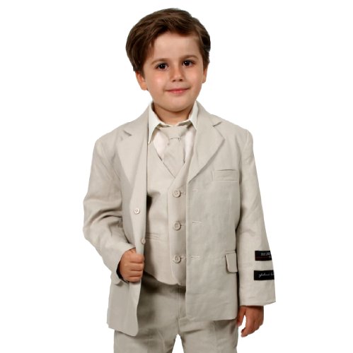 Johnnie Lene Boys Cotton/Linen Natural Summer Suit From Baby to Teen