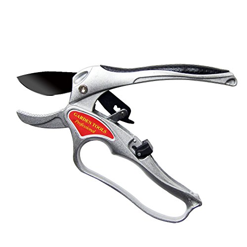 NUZAMAS Bypass Pruning Shears 8 inch SK-5 Steel Blade Gardening Hand Pruners Cutter Bush, Shrub & Hedge Clippers Garden Scissors Silver Colour