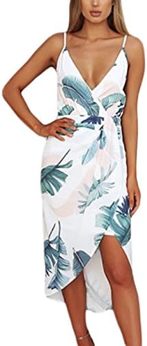 SEBOWEL Women Floral Print Bandeau Beach Boho Dress Bikini Cover Up Sundress