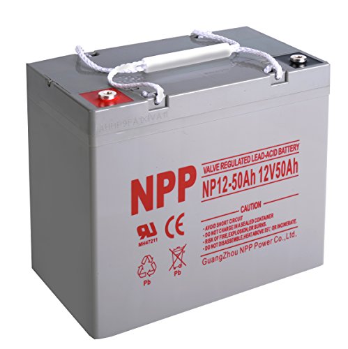 NPP NP12-50Ah Rechargeable AGM Sealed Lead Acid 12V 50Ah Battery with Button Style Terminals