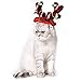 FLAdorepet Dog Elk Reindeer Antler Hat Cap Bling Dog Cat Pet Christmas Costume Outfits Small Dog Headwear Hair Grooming Accessories (S, Red)