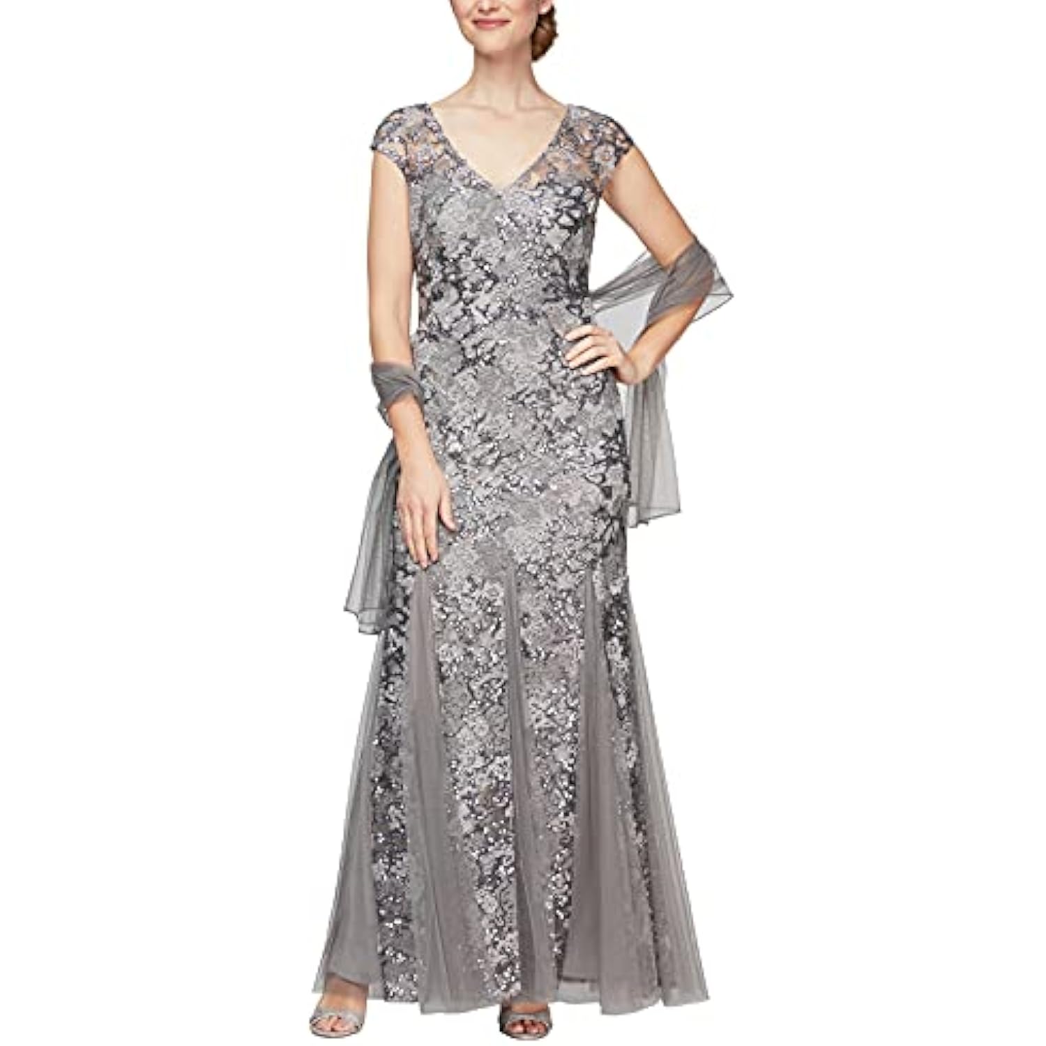 Alex Evenings Women's Long Dress with Halter Neckline and Pleated Wais Alex Evenings Women\u0027s Long Fit and Flare Dress Godet Detail