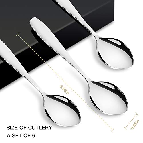 Serving Spoons Buffet, Elegant Life Stainless Steel Serving Utensil, Solid Spoons for Large Buffet Banquet Flatware Kitchen Basics Serving Spoon Tablespoons Set of 6, 9.8 Inch - Thumbnail 5