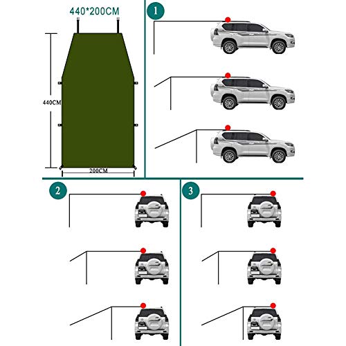 Auvent Latéral De Voiture, Abri De Soleil De Voiture Sur Le Toit étanche, Toit De Tente De Tente-remorque De Camping-car Automatique Pour Suv Minivan à Hayon Camping Voyage En Plein Air 5-6 Personnes