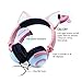 ONTA Kids Headphones with Cute LED Glowing Cat Ears,Foldable, Noise-Canceling and Adjustable Toddlers Headphones for Boys and Girls (Pink)thumb 1