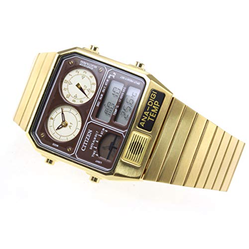 Citizen Record Label Analog Digital Watch Chronograph Analog Digital CITIZEN, ivory/gold, Bracelet Type